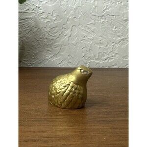 Vtg Brass Quail Partridge Figurine Paperweight Miniature Taiwan MCM